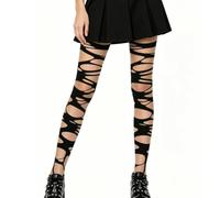 1Pair Black Ripped Tights for Women,Halloween Costumes Goth Tights Irregular Distressed Ripped Fishnets Tight Gothic Alt Clothes for Women Girl Halloween Cosplay Party Punk Y2K Accessories Stocking