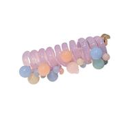 1pair Candy Colored Telephone Wire Hair Loop Does Not Harm, High Elasticity Rubber Band Pearl Headwear For Coil Ponytail(Jelly Purple)