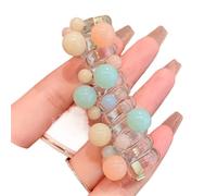 1pair Candy Colored Telephone Wire Hair Loop Does Not Harm, High Elasticity Rubber Band Pearl Headwear For Coil Ponytail(Transparent colored)