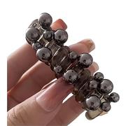 1pair Candy Colored Telephone Wire Hair Loop Does Not Harm, High Elasticity Rubber Band Pearl Headwear(Transparent black)