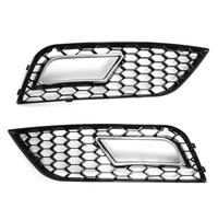 1Pair Car Front Bumper Fog Lamp Grille For A4 B8.5 2013-2016 Honeycomb Mesh Fog Light Grille RS4 Style Racing Grill Cover CRRYUQWWM(Chrome Silver)