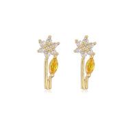 1pair Colorful Zircon Stud Earrings Dragonfly Flower Heart Ear Studs