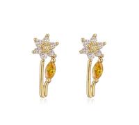 1pair Colorful Zircon Stud Earrings Dragonfly Flower Heart Ear Studs