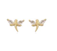1pair Colorful Zircon Stud Earrings Dragonfly Flower Heart Ear Studs