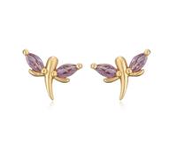 1pair Colorful Zircon Stud Earrings Dragonfly Flower Heart Ear Studs