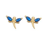 1pair Colorful Zircon Stud Earrings Dragonfly Flower Heart Ear Studs