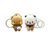 1pair Couple Bear keychains, 3d Cute Cartoon Couple Walking Personalized keychains, Panda Couple Keyring, Long Lasting Cartoon Couple Panda Bear Doll Charm, Adorable Cute Bear keychains For Boys Girls
