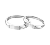 1Pair Couples Sterlings Silver Rings Set With Light Projection Feature Stylish Ornament For Him And Her Projection