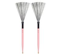 1Pair Double Head Drum Brush Wooden Handle Stick Carbon Steel Wire Percussions Stick Drumming Accessory Double Head Drum