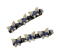 1Pair Double Layer Slip Resistant Rhinestones Hair Clip For Women Bangs Styling And Side Part Accessories Resin Clip With Rhinestones