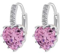 1Pair Elegant Shiny Love Heart Charm Inlaid Ear Studs Crystal Paved Hinged Cartilage Hoop Earrings Ear Clip for Women Pink Dexterous and professional