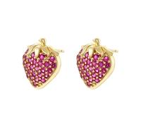 1pair Enamel Oil Drop Craft Red Strawberry Earrings Women's Birthday Gift