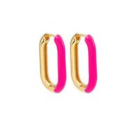 1pair Enameled Pink Geometric Round Heart -shaped Earrings Golden Color Copper Citicon Hoop Huggies Gifts