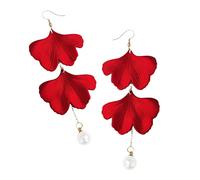 1Pair Fashionable Chinoiserie Earrings with Ginkgo Leaf Design and Pearl Accents Drops for Women Unique Jewelry for Outfits