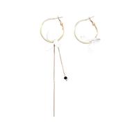 1pair Flower Women Hanging Earrings Golden Large Circle Three Colors Asymmetrical Drops