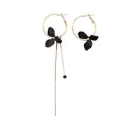 1pair Flower Women Hanging Earrings Golden Large Circle Three Colors Asymmetrical Drops