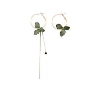 1pair Flower Women Hanging Earrings Golden Large Circle Three Colors Asymmetrical Drops