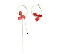 1pair Flower Women Hanging Earrings Golden Large Circle Three Colors Asymmetrical Drops