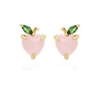 1pair Fruit Zircon Stud Earrings Silver Ear Needle Strawberry/Cherry Pendant Earrings