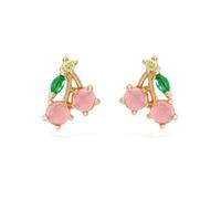 1pair Fruit Zircon Stud Earrings Silver Ear Needle Strawberry/Cherry Pendant Earrings
