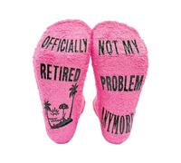 1Pair Funny Novelty Socks Retirement Gifts for Women - Officially Retired Not My Problem Anymore Pink Retirement Socks Gift Ideas for Women Ladies Friends Neighbour Presents