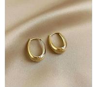 1Pair Geometric Ear Buckle Hoop Earrings Smooth Metal Round Circle Earrings WY4-A3