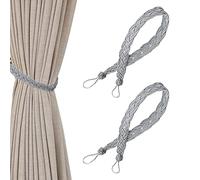 1Pair Hand Knitting Curtains Tied Rope,Woven Curtain Tiebacks,Braided Curtain Tiebacks,Simple Type Curtain Tie Backs and Accessories for Home curtains and curtain decoration (Grey)