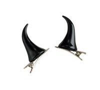 1pair Horn Shape Hairpins Hot Girl Goth Duckbills Hair Clip Halloween Ponytail Braids For Woman