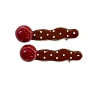 1pair Lovely Polkas Dots Heart Hair Clip Durability Alloys Hairpins Sweet Styles Hairpin For Women And Girls