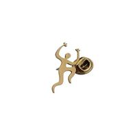 1pair Metal Brooch, Golden Gorilla Dancing And Jumping Strange Man, Meaningful, Creative Product, Small, Souvenir(Gold)