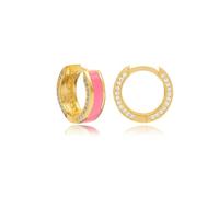 1Pair Micro-inlaid Zircon Silver Ear Needle Epoxy Round Earrings For Women