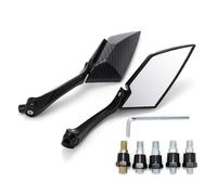 1pair Motorcycle Side Mirrors Carbon Fiber Look White Glass Rear View Mirrors Sports Motorcycle Accessories Universal
