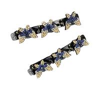 1Pair Multi Purpose Resin Hair Clip For Bangs And Updos Rhinestones Embellished Double Layer Slip Resistant Design Resin Hair Clip With Rhinestones
