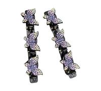 1Pair Multi Purpose Resin Hair Clip For Bangs And Updos Rhinestones Embellished Double Layer Slip Resistant Design Slip Resistant Double Layer Hair Clip