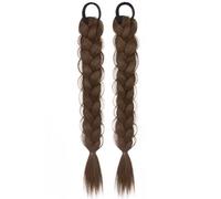 1Pair Natural Braid Ponytail Hair Extension Rope For Women Girl With Synthetic Fiber Decors Braids Hairband For Quick Hair Styles
