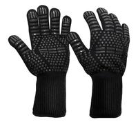 1Pair Non-Slip Fireproof Microwave Oven Gloves Extreme Heat Resistant Oven Mitts 300-500 Centigrade Flame Retardant BBQ Fire Gloves for Barbecue(Black)