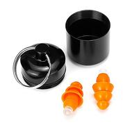 1Pair Orange Portable Silica Gel Ear Plugs Noise Canceling Earplugs with Mini Aluminum Carrying Case for Sleeping, Studying