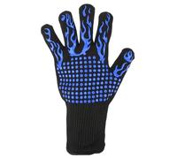 1Pair Oven Mitts Extreme Heat Resistant Non-Slip BBQ Gloves Fireproof Microwave Oven Gloves Flame Retardant 300-500 Centigrade for Barbecue(Blue)