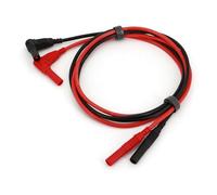 1Pair Red and Black Silicone Insulated 4mm Male Right Angle to Straight Cable Connector Multimeter Test Leads BIANMTSW