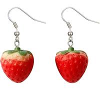 1Pair Red Strawberry Earrings Sweet Ladies Favourite Sweet Fruit Design Accessories Useful and Practical, Jewellery