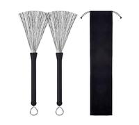 1Pair Retractable Drum Wire Brushes Drum Stick Brush Percussion Wire Brushes Drumsticks Loop End Metal Brush Stick With Comfortable Handles Accessory