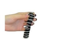 1pair Rhinestone Telephone Line Hair Loop Spiral Coil Rubber Phone Elastic Bands High Head Rope Ponytail Girls for workouts to casual outings(Black)