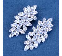 1Pair Rhinestone Wedding Hair Clips for Brides Cubic Zirconia Small Hair Pins Crystal Hair Pieces Wedding Hair Accessories for Bridesmaids Flower Girls Party Prom Birthday (Silver-B)
