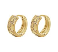 1pair Round Hoop Earrings Cubic Zirconia Women Big Hoop Lady Dinner Earrings