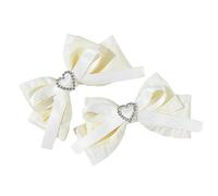 1Pair Satin Hair Bow Clips with Heart Rhinestones for Women and Girls Handmade Bowknot Hair Accessories for New Year Decor