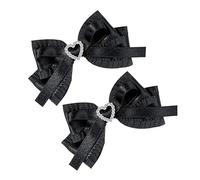 1Pair Satin Hair Bow Clips with Heart Rhinestones for Women and Girls Handmade Bowknot Hair Accessories for New Year Decor