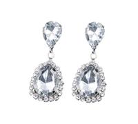 1Pair Shiny Silver Water Drop Dangler Earrings for Women Rhinestone Ear Jewelry Elegant for Parties Birthdays and Special Occasions