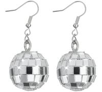 1Pair Silver Disco Ball Earrings Ladies Mirror Ball Earrings 80s Disco Drop Earrings Disco Punk Earrings 70s Party Disco Ball Earrings Glitter Disco Ball Earrings Mirror Ball, Earrings