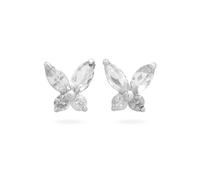 1Pair Silver Ear Needle Butterfly Zircon Stud Earrings Chain Pendant Earrings For Women