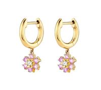 1pair Silver Ear Needle Zircon Flower Pendant Hoop Earrings Colorful Drop Gold Earrings For Women
